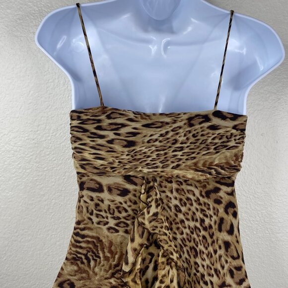 Ignite Evenings By Carol Lin Dress Babydoll Animal Print Silk Ruffles Sz 4 Y2K - Picture 9 of 16